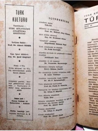 Türk Kültürü 67/1968 ÖZEL SAYI Akademi