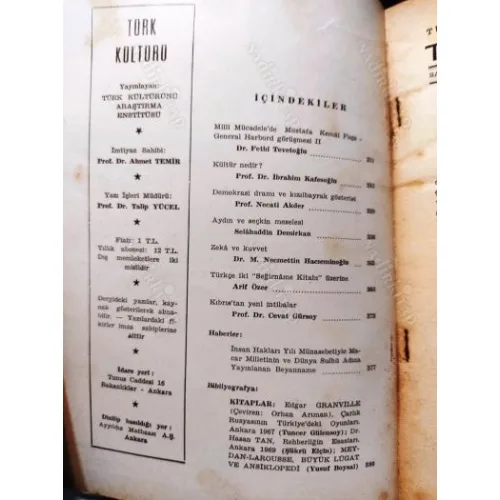Türk Kültürü 77/1969 Kültür Nedir-Kafesoğlu,Kıbrıs