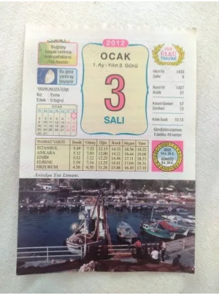 3 Ocak 2012 Vasif Ülkü Renkli Takvim yaprağı / Yavrunuza isim Kız Esma Erkek Ertuğrul / Kuşe Kağıt / Doğum-Özel gün hediyesi