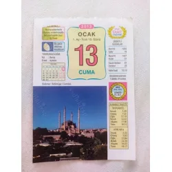 13 Ocak 2012 Vasif Ülkü Renkli Takvim yaprağı / Yavrunuza isim Kız Berna Erkek Aytekin / Kuşe Kağıt / Doğum-Özel gün hediyesi