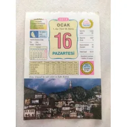 16 Ocak 2012 Vasif Ülkü Renkli Takvim yaprağı / Yavrunuza isim Kız Aslı Erkek Kayhan / Kuşe Kağıt / Doğum-Özel gün hediyesi