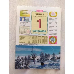 1 Şubat 2012 Vasif Ülkü Renkli Takvim yaprağı / Yavrunuza isim Kız Demet Erkek Oktay / Kuşe Kağıt / Doğum-Özel gün hediyesi