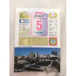 5 Şubat 2012 Vasif Ülkü Renkli Takvim yaprağı / Yavrunuza isim Kız Ayfer Erkek Ergün / Kuşe Kağıt / Doğum-Özel gün hediyesi