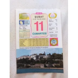 11 Şubat 2012 Vasif Ülkü Renkli Takvim yaprağı / Yavrunuza isim Kız Derya Erkek Alemdar / Kuşe Kağıt / Doğum-Özel gün hediyesi
