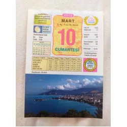 10 Mart 2012 Vasif Ülkü Renkli Takvim yaprağı / Yavrunuza isim Kız Nigar Erkek Suat / Kuşe Kağıt / Doğum-Özel gün hediyesi