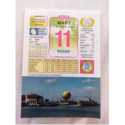 11 Mart 2012 Vasif Ülkü Renkli Takvim yaprağı / Yavrunuza isim Kız Buket Erkek İlter / Kuşe Kağıt / Doğum-Özel gün hediyesi
