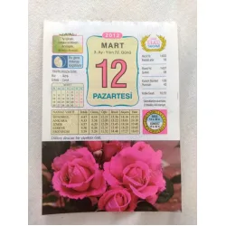 12 Mart 2012 Vasif Ülkü Renkli Takvim yaprağı / Yavrunuza isim Kız Azra Erkek Cenk / Kuşe Kağıt / Doğum-Özel gün hediyesi