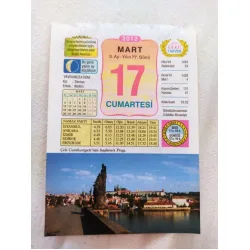 17 Mart 2012 Vasif Ülkü Renkli Takvim yaprağı / Yavrunuza isim Kız Devran Erkek Nedim / Kuşe Kağıt / Doğum-Özel gün hediyesi