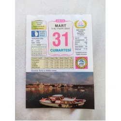 31 Mart 2012 Vasif Ülkü Renkli Takvim yaprağı / Yavrunuza isim Kız Betül Erkek Orhan / Kuşe Kağıt / Doğum-Özel gün hediyesi