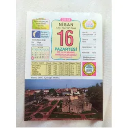 16 Nisan 2012 Vasif Ülkü Renkli Takvim yaprağı / Yavrunuza isim Kız Bilge Erkek Korhan / Kuşe Kağıt / Doğum-Özel gün hediyesi