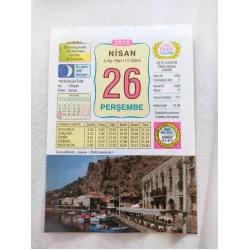 26 Nisan 2012 Vasif Ülkü Renkli Takvim yaprağı / Yavrunuza isim Kız Gökşen Erkek Kenan / Kuşe Kağıt / Doğum-Özel gün hediyesi