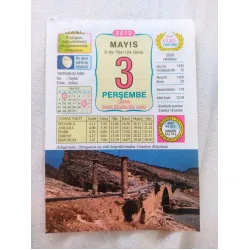 3 Mayıs 2012 Vasif Ülkü Renkli Takvim yaprağı / Yavrunuza isim Kız Ceylan Erkek Volkan / Kuşe Kağıt / Doğum-Özel gün hediyesi
