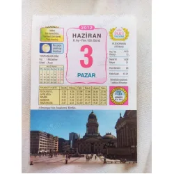 3 Haziran 2012 Vasif Ülkü Renkli Takvim yaprağı / Yavrunuza isim Kız Müzehher Erkek Acun / Kuşe Kağıt / Doğum-Özel gün hediyesi