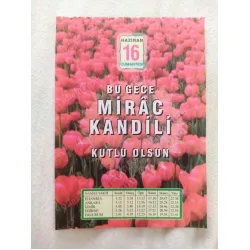 16 Haziran 2012 Vasif Ülkü Renkli Takvim yaprağı / Mirac Kandili / Kuşe Kağıt / Doğum-Özel gün hediyesi
