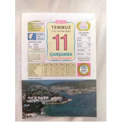 11 Temmuz 2012 Vasif Ülkü Renkli Takvim yaprağı / Yavrunuza isim Kız Aheste Erkek Okaner / Kuşe Kağıt / Doğum-Özel gün hediyesi