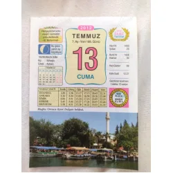 13 Temmuz 2012 Vasif Ülkü Renkli Takvim yaprağı / Yavrunuza isim Kız Süheyla Erkek Aybars / Kuşe Kağıt / Doğum-Özel gün hediyesi