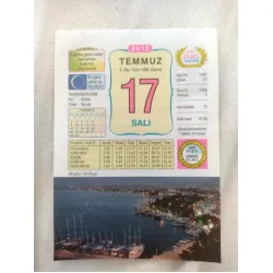 17 Temmuz 2012 Vasif Ülkü Renkli Takvim yaprağı / Yavrunuza isim Kız Sevda Erkek Necati / Kuşe Kağıt / Doğum-Özel gün hediyesi