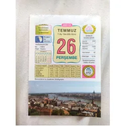 26 Temmuz 2012 Vasif Ülkü Renkli Takvim yaprağı / Yavrunuza isim Kız Hatice Erkek İbrahim / Kuşe Kağıt / Doğum-Özel gün hediyesi