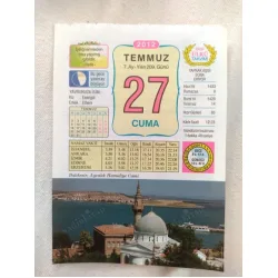 27 Temmuz 2012 Vasif Ülkü Renkli Takvim yaprağı / Yavrunuza isim Kız Esengül Erkek Ethem / Kuşe Kağıt / Doğum-Özel gün hediyesi
