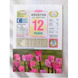 12 Ağustos 2012 Vasif Ülkü Renkli Takvim yaprağı / Yavrunuza isim Kız Zuhal Erkek Behlül / Kuşe Kağıt / Doğum-Özel gün hediyesi