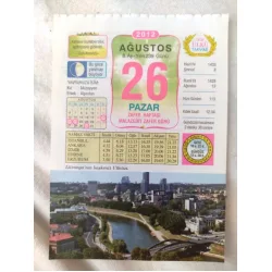 26 Ağustos 2012 Vasif Ülkü Renkli Takvim yaprağı / Yavrunuza isim Kız Müzeyyen Erkek Alpaslan / Kuşe Kağıt / Doğum-Özel gün hediyesi