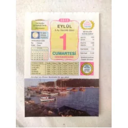 1 Eylül 2012 Vasif Ülkü Renkli Takvim yaprağı / Yavrunuza isim Kız Hasene Erkek Ömer / Kuşe Kağıt / Doğum-Özel gün hediyesi