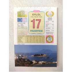 17 Eylül 2012 Vasif Ülkü Renkli Takvim yaprağı / Yavrunuza isim Kız Kutay Erkek Yalçıner / Kuşe Kağıt / Doğum-Özel gün hediyesi