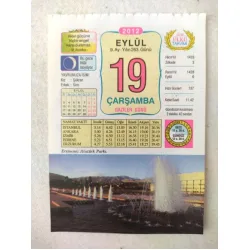 19 Eylül 2012 Vasif Ülkü Renkli Takvim yaprağı / Yavrunuza isim Kız Şükran Erkek Sırrı / Kuşe Kağıt / Doğum-Özel gün hediyesi