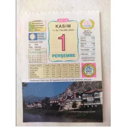 1 Kasım 2012 Vasif Ülkü Renkli Takvim yaprağı / Yavrunuza isim Kız Ülfet Erkek Oğuzhan / Kuşe Kağıt / Doğum-Özel gün hediyesi