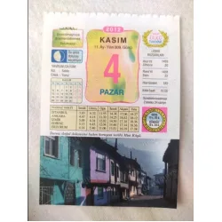 4 Kasım 2012 Vasif Ülkü Renkli Takvim yaprağı / Yavrunuza isim Kız Selda Erkek Yavuz / Kuşe Kağıt / Doğum-Özel gün hediyesi