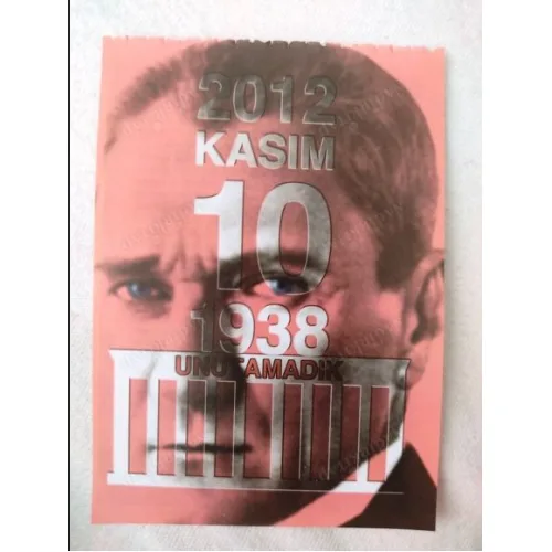 10 Kasım 2012 Vasif Ülkü Renkli Takvim yaprağı / Kuşe Kağıt / Doğum-Özel gün hediyesi