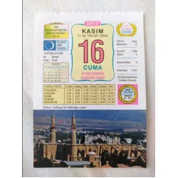 16 Kasım 2012 Vasif Ülkü Renkli Takvim yaprağı / Yavrunuza isim Kız Şengül Erkek Taner / Kuşe Kağıt / Doğum-Özel gün hediyesi
