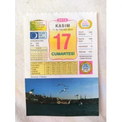 17 Kasım 2012 Vasif Ülkü Renkli Takvim yaprağı / Yavrunuza isim Kız Ayla Erkek Zihni / Kuşe Kağıt / Doğum-Özel gün hediyesi
