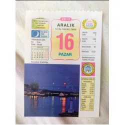 16 Aralık 2012 Vasif Ülkü Renkli Takvim yaprağı / Yavrunuza isim Kız Eser Erkek Müşfik / Kuşe Kağıt / Doğum-Özel gün hediyesi