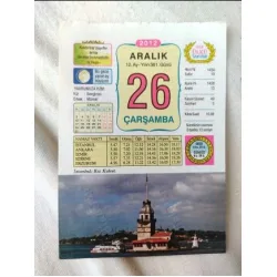 26 Aralık 2012 Vasif Ülkü Renkli Takvim yaprağı / Yavrunuza isim Kız Sevgican Erkek Mürsel / Kuşe Kağıt / Doğum-Özel gün hediyesi