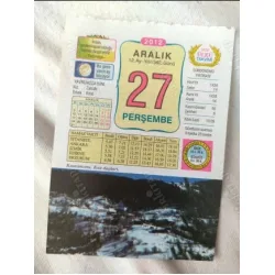 27 Aralık 2012 Vasif Ülkü Renkli Takvim yaprağı / Yavrunuza isim Kız Zahide Erkek Rıfat / Kuşe Kağıt / Doğum-Özel gün hediyesi
