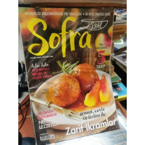 Sofra 298/2020 Ekşi mayalı Pizza yapımı*Zarif İkramlar*Kışa Hazırlık(Özel tarifler)/Atıksız 32 Sofra Pratik Fikir 2 Kitap eki (Açılmamış Poşetinde)