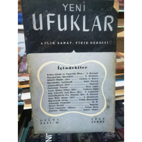 Yeni Ufuklar Cilt: 7 81/1959 Evliya Çelebi-Nasrettin Hoca/Sami Kocagöz,Miletli Thales/Atıf Kansu,Pasternak Üzerine,Ankara