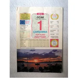 1 Ocak 2014 Ülkü Renkli Takvim yaprağı / Yavrunuza isim Kız Yudum Erkek Aras / Kuşe Kağıt / Doğum-Özel gün hediyesi