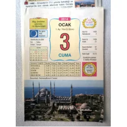 3 Ocak 2014 Ülkü Renkli Takvim yaprağı / Yavrunuza isim Kız Tutku Erkek Sarper / Kuşe Kağıt / Doğum-Özel gün hediyesi