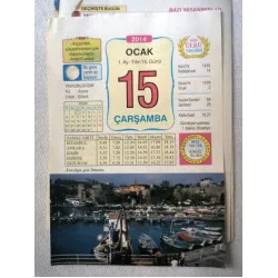 15 Ocak 2014 Ülkü Renkli Takvim yaprağı / Yavrunuza isim Kız Asena Erkek Bülent / Kuşe Kağıt / Doğum-Özel gün hediyesi
