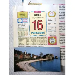 16 Ocak 2014 Ülkü Renkli Takvim yaprağı / Yavrunuza isim Kız Neslihan Erkek Demirhan / Kuşe Kağıt / Doğum-Özel gün hediyesi