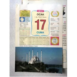 17 Ocak 2014 Ülkü Renkli Takvim yaprağı / Yavrunuza isim Kız Semiramis Erkek Tayfun / Kuşe Kağıt / Doğum-Özel gün hediyesi