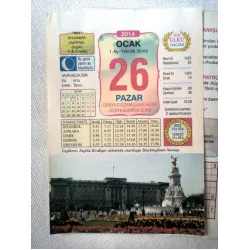 26 Ocak 2014 Ülkü Renkli Takvim yaprağı / Yavrunuza isim Kız Arzu Erkek Tansu / Kuşe Kağıt / Doğum-Özel gün hediyesi