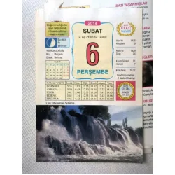 6 Şubat 2014 Ülkü Renkli Takvim yaprağı / Yavrunuza isim Kız Meryem Erkek Mehmet / Kuşe Kağıt / Doğum-Özel gün hediyesi