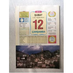 12 Şubat 2014 Ülkü Renkli Takvim yaprağı / Yavrunuza isim Kız Gonca Erkek Yaşar / Kuşe Kağıt / Doğum-Özel gün hediyesi