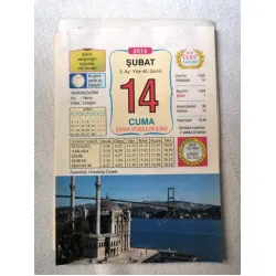 14 Şubat 2014 Ülkü Renkli Takvim yaprağı / Yavrunuza isim Kız Fatma Erkek Erdoğan / Kuşe Kağıt / Doğum-Özel gün hediyesi