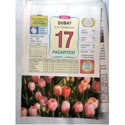 17 Şubat 2014 Ülkü Renkli Takvim yaprağı / Yavrunuza isim Kız İffet Erkek Salman / Kuşe Kağıt / Doğum-Özel gün hediyesi