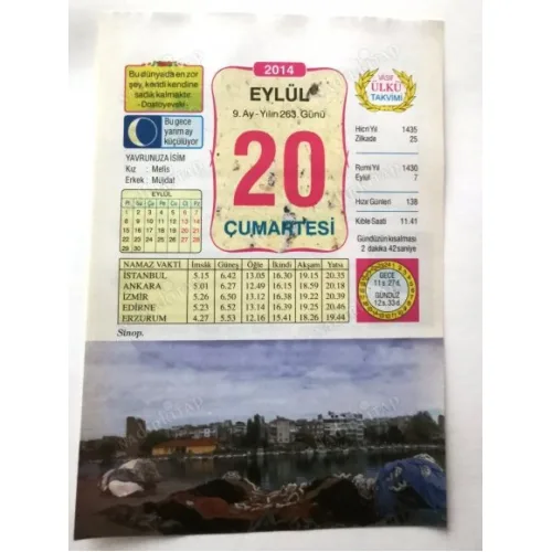 20 Eylül 2014 Ülkü Renkli Takvim yaprağı / Yavrunuza isim Kız Melis Erkek Müjdat / Kuşe Kağıt / Doğum-Özel gün hediyesi
