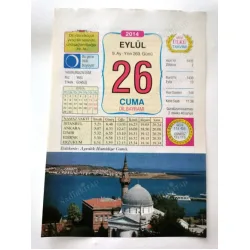 26 Eylül 2014 Ülkü Renkli Takvim yaprağı / Yavrunuza isim Kız Yeliz Erkek Göktuğ / Kuşe Kağıt / Doğum-Özel gün hediyesi